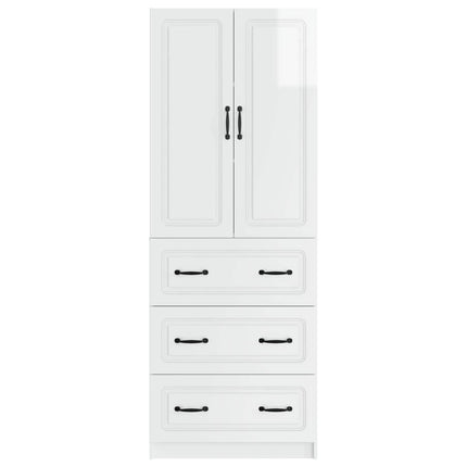 Skab Sæt 2 pcs Hvid højglans 66 x 34,5 x 87 cm Konstrueret træ