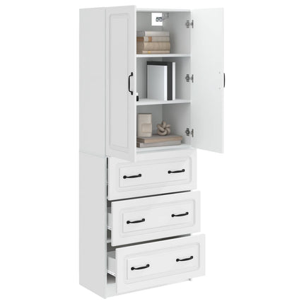 Skab Sæt 2 pcs Hvid højglans 66 x 34,5 x 87 cm Konstrueret træ