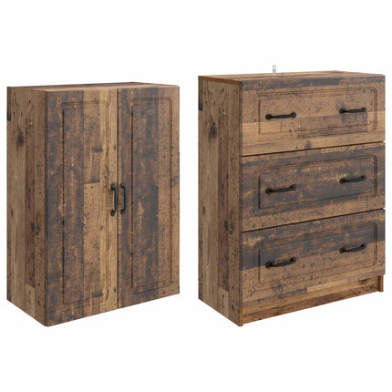 Skab Sæt 2 pcs Gammelt træ 66 x 34,5 x 87 cm Konstrueret træ