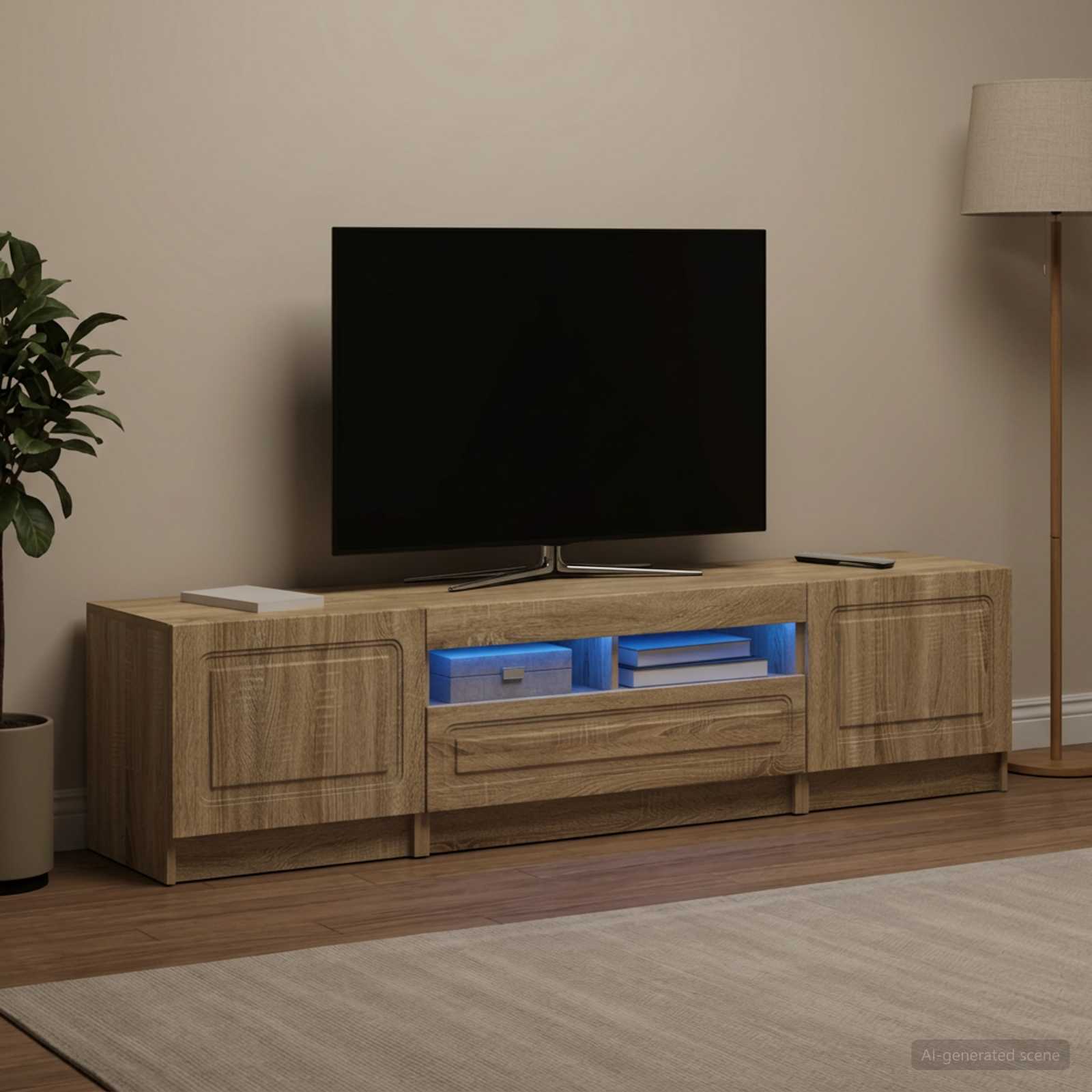 5-delt LED TV-skab Sonoma-eg Konstrueret tr