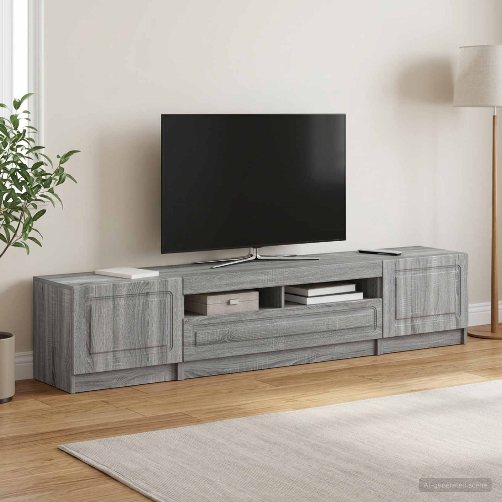 5-delt LED TV-skab Gr Sonoma Konstrueret tr
