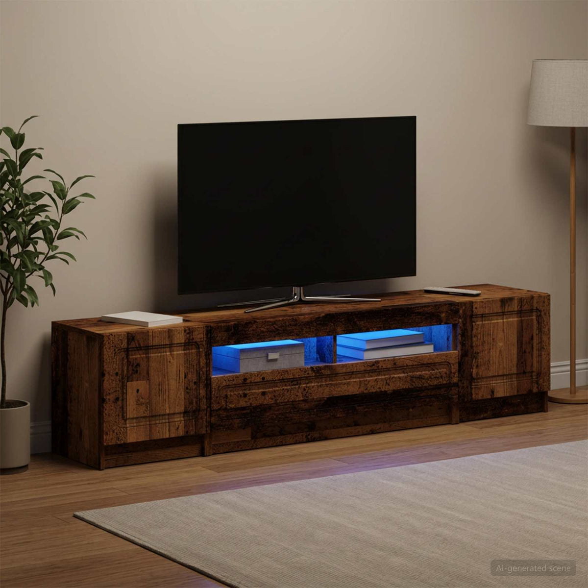 5-delt LED TV-skab Gammelt tr Konstrueret tr