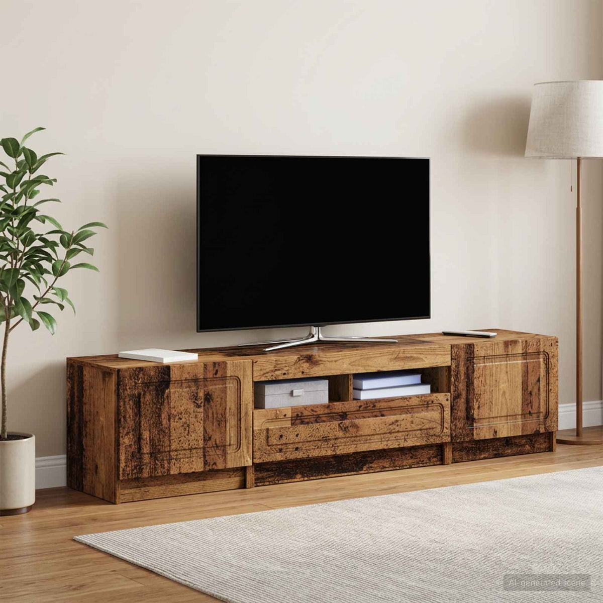 5-delt LED TV-skab Gammelt tr Konstrueret tr