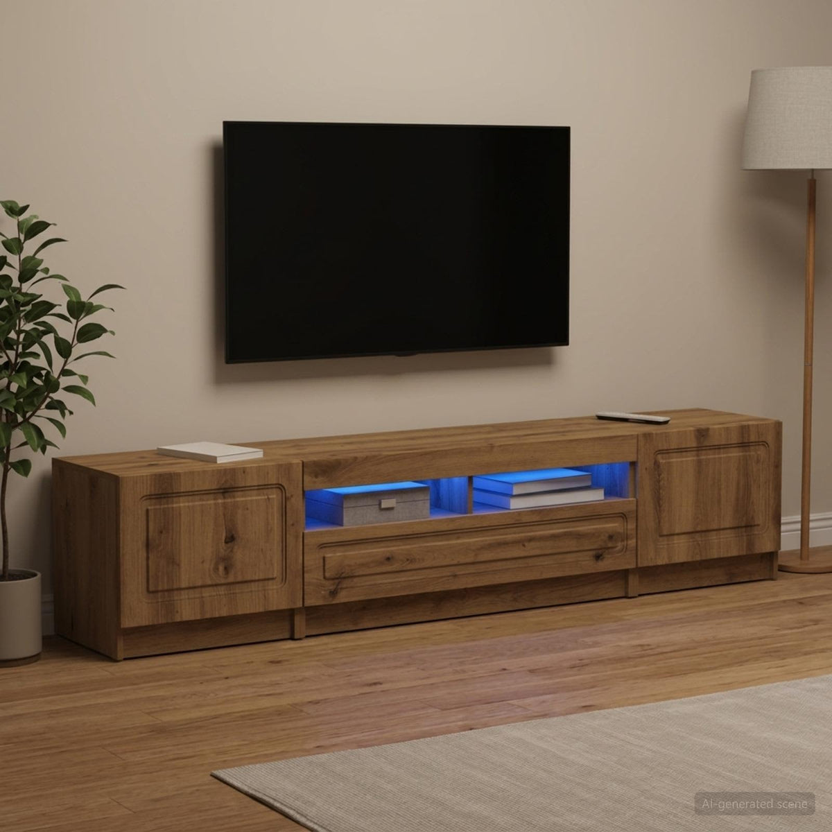 5-delt LED TV-skab Artisan-eg Konstrueret tr