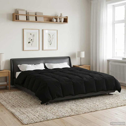 Helårs dyne Quilting Sort 200 x 200 cm Mikrofiber
