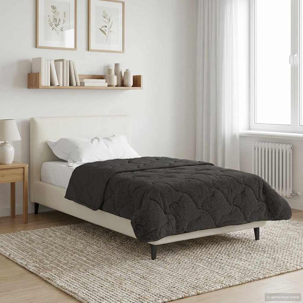 Sommer dyne Antracit 135 x 200 cm Mikrofiber og Teddy fleece