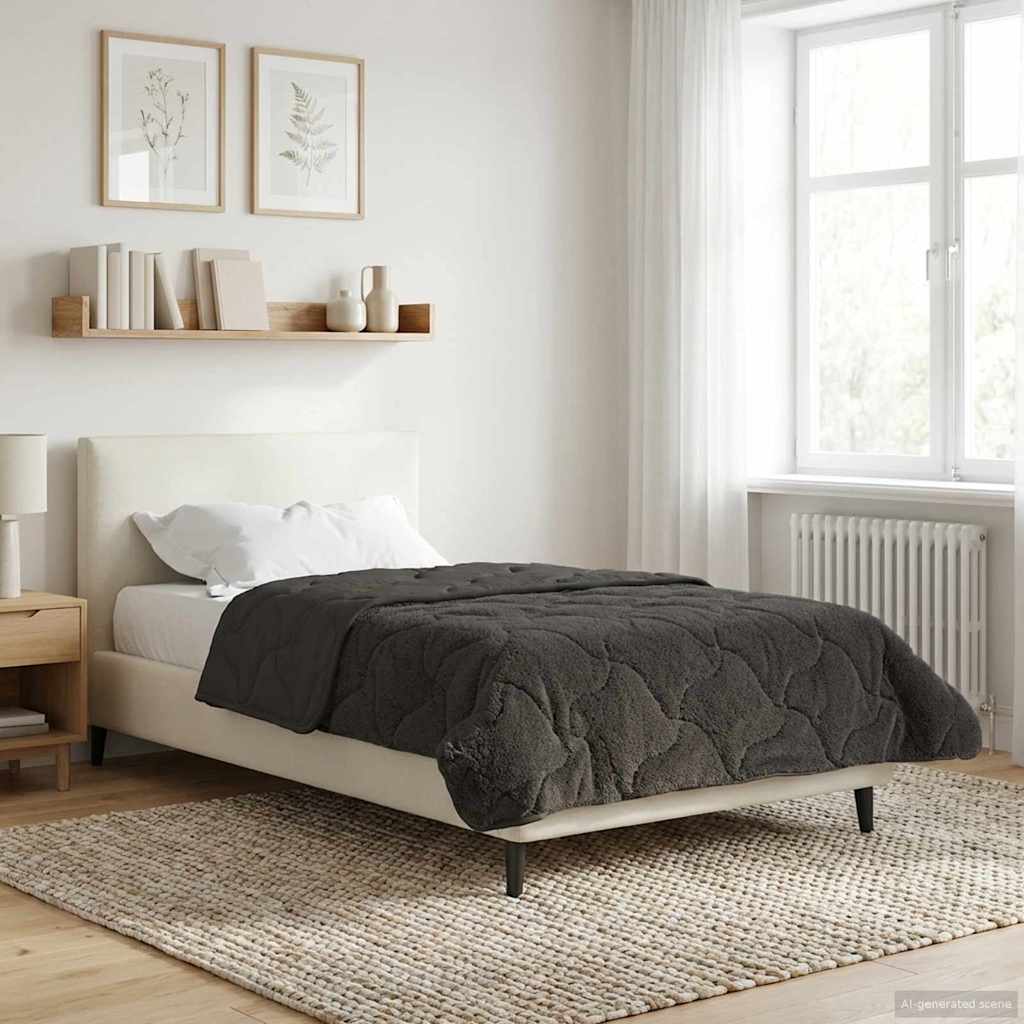 Sommer dyne Antracit 135 x 200 cm Mikrofiber og Teddy fleece