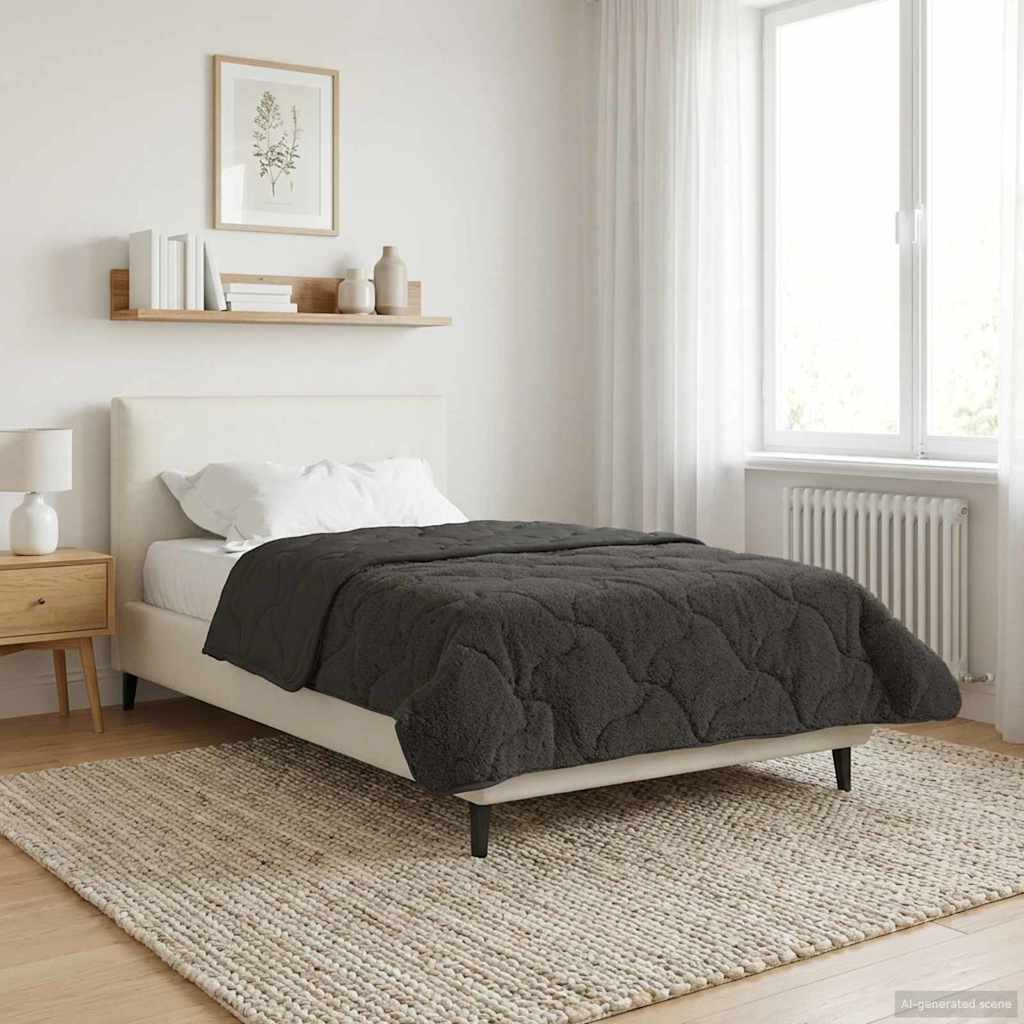 Sommer dyne Antracit 155 x 220 cm Mikrofiber og Teddy fleece