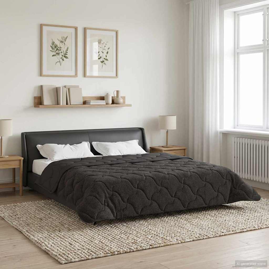 Sommer dyne Antracit 200 x 220 cm Mikrofiber og Teddy fleece
