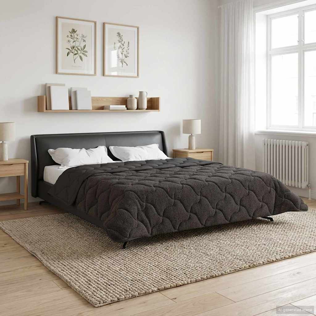 Sommer dyne Antracit 220 x 260 cm Mikrofiber og Teddy fleece