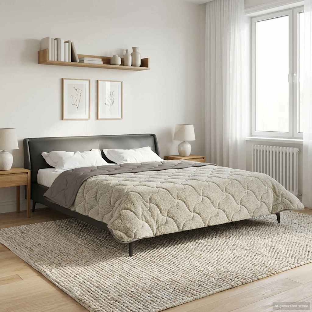 Sommer dyne Lysegrå 200 x 200 cm Mikrofiber og Teddy fleece