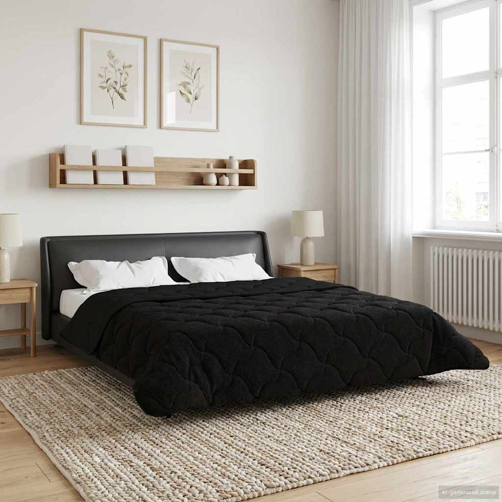 Sommer dyne Sort 220 x 260 cm Mikrofiber og Teddy fleece