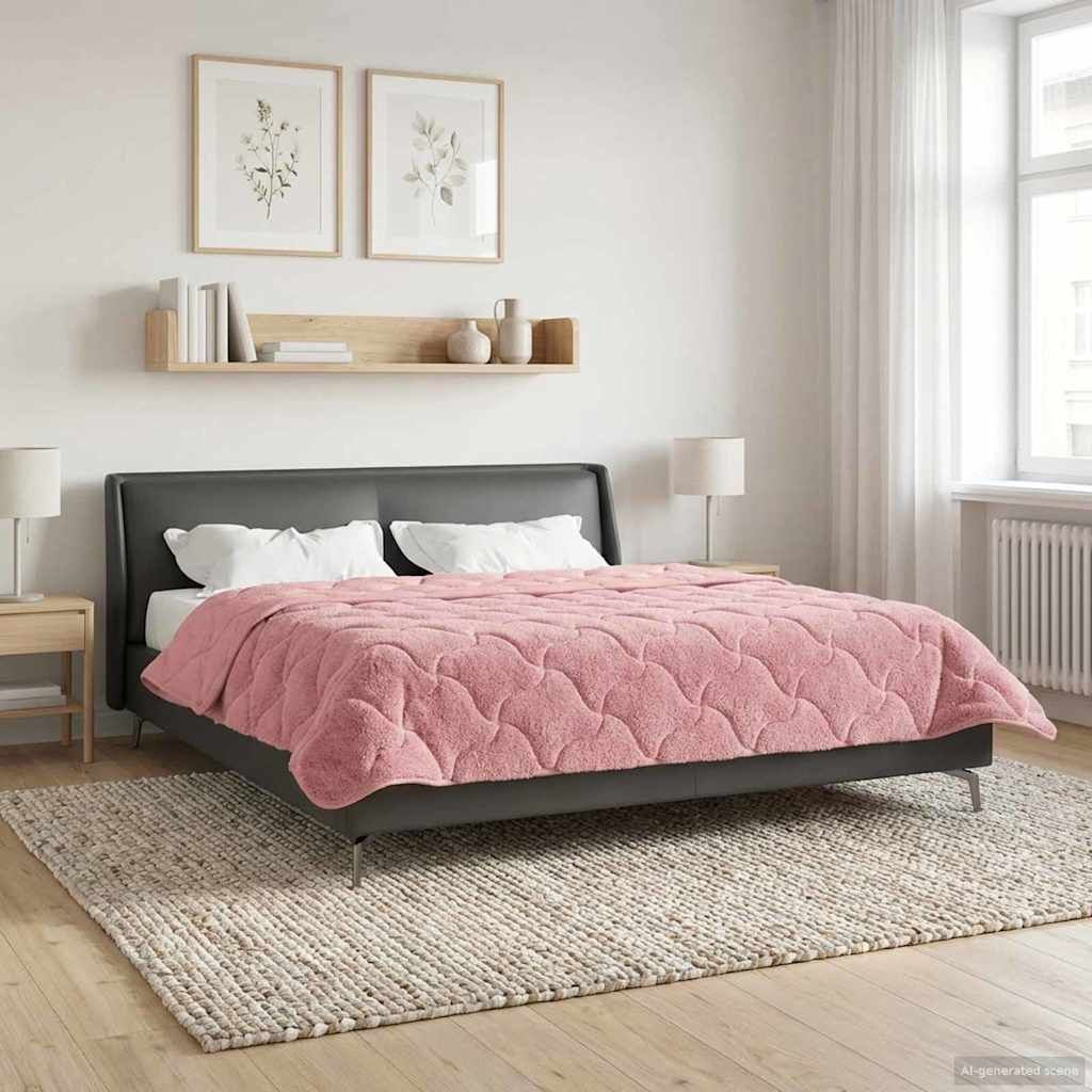 Sommer dyne Lyserød 200 x 200 cm Mikrofiber og Teddy fleece