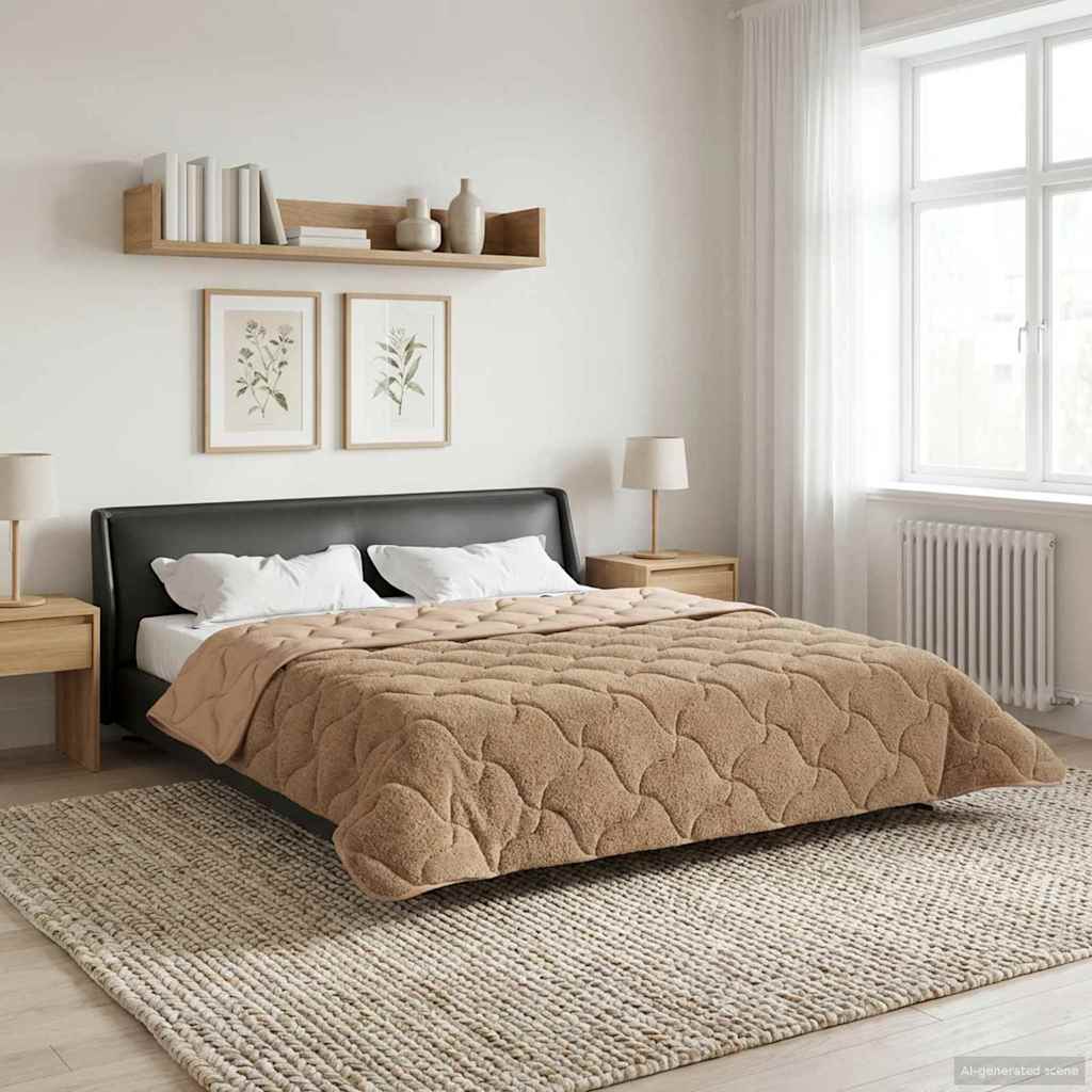 Sommer dyne Gråbrun 200 x 200 cm Mikrofiber og Teddy fleece