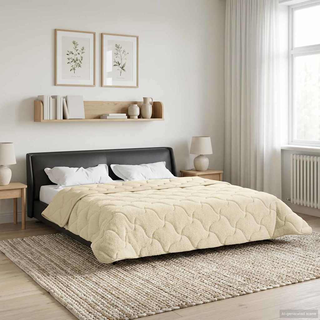 Sommer dyne Creme 200 x 200 cm Mikrofiber og Teddy fleece