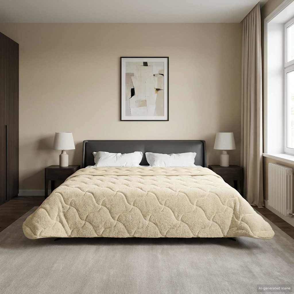 Sommer dyne Creme 200 x 200 cm Mikrofiber og Teddy fleece