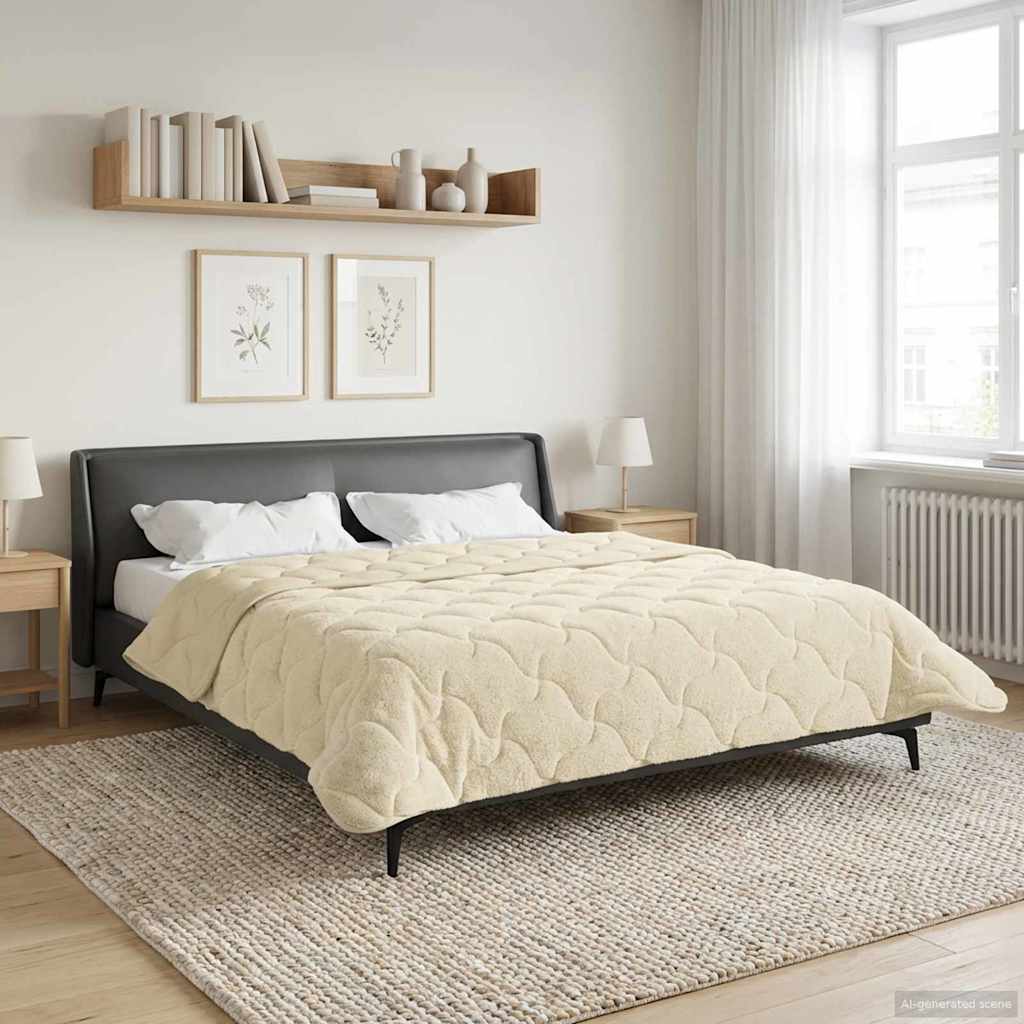 Sommer dyne Creme 220 x 260 cm Mikrofiber og Teddy fleece