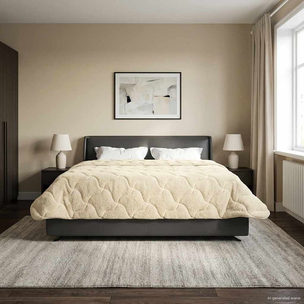 Sommer dyne Creme 240 x 260 cm Mikrofiber og Teddy fleece