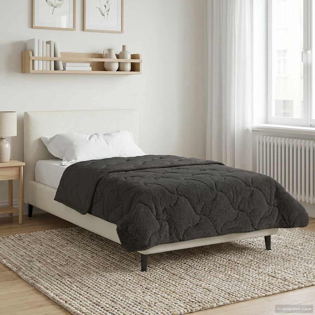 Helårs dyne Antracit 155 x 200 cm Mikrofiber og Teddy fleece