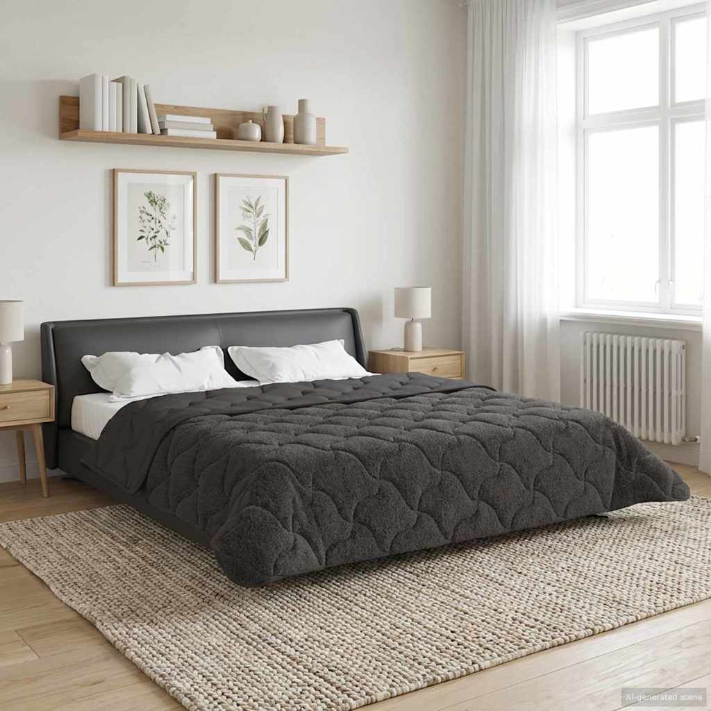 Helårs dyne Antracit 200 x 240 cm Mikrofiber og Teddy fleece