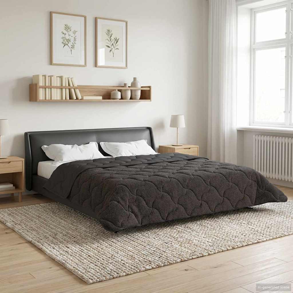 Helårs dyne Antracit 200 x 220 cm Mikrofiber og Teddy fleece
