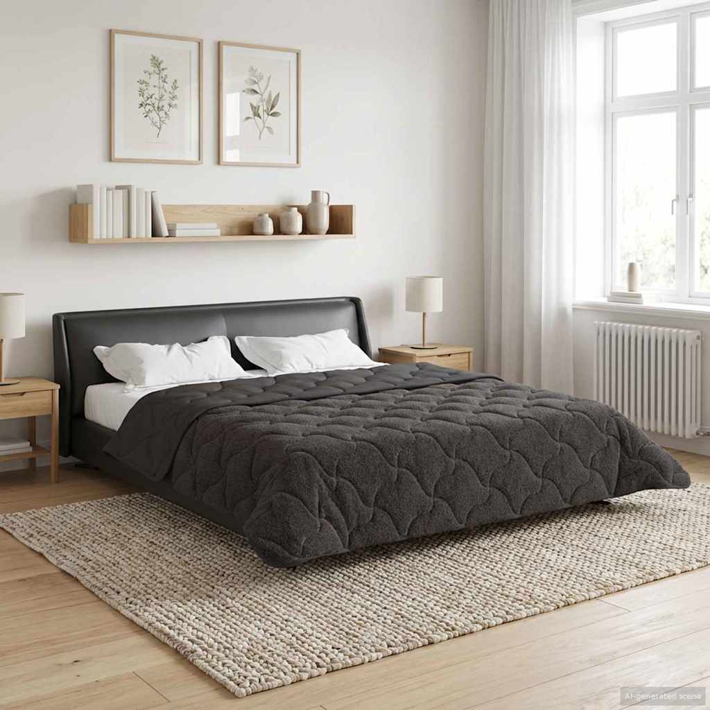 Helårs dyne Antracit 220 x 240 cm Mikrofiber og Teddy fleece