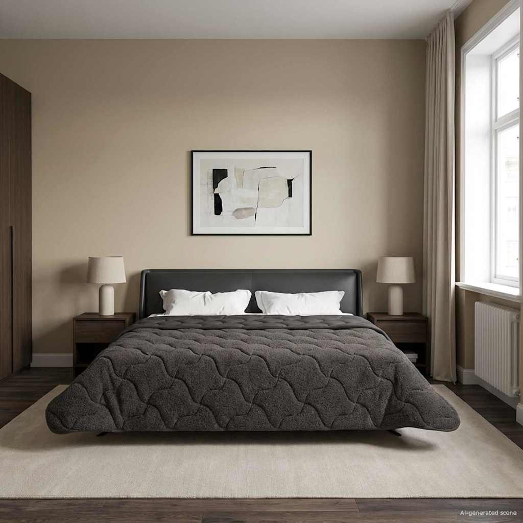 Helårs dyne Antracit 240 x 260 cm Mikrofiber og Teddy fleece