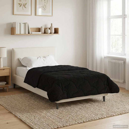 Helårs dyne Sort 135 x 200 cm Mikrofiber og Teddy fleece