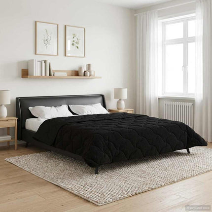 Helårs dyne Sort 240 x 260 cm Mikrofiber og Teddy fleece