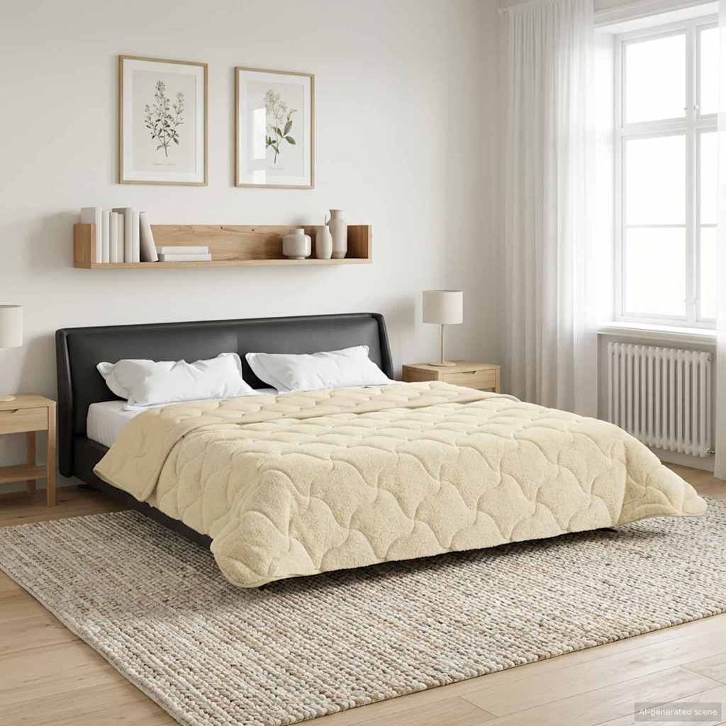 Helårs dyne Creme 200 x 240 cm Mikrofiber og Teddy fleece