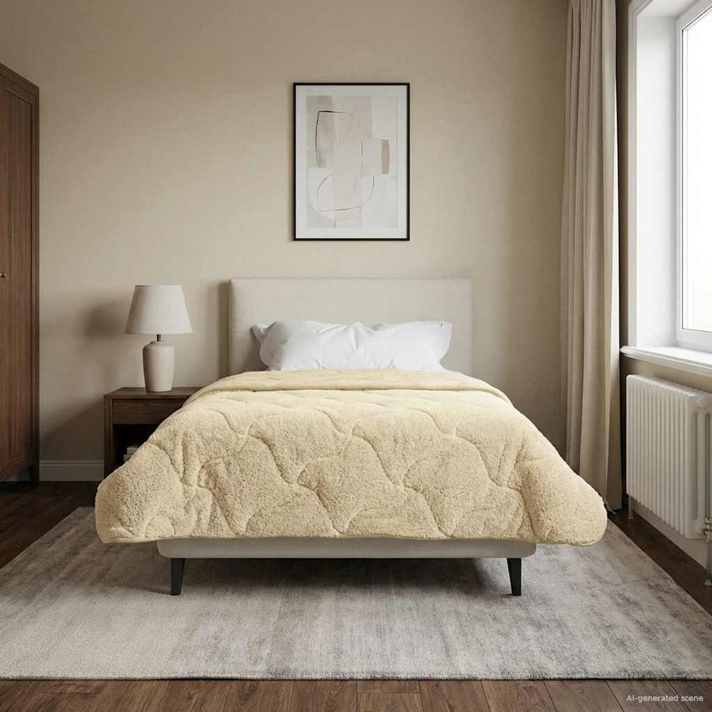 Helårs dyne Creme 140 x 220 cm Mikrofiber og Teddy fleece