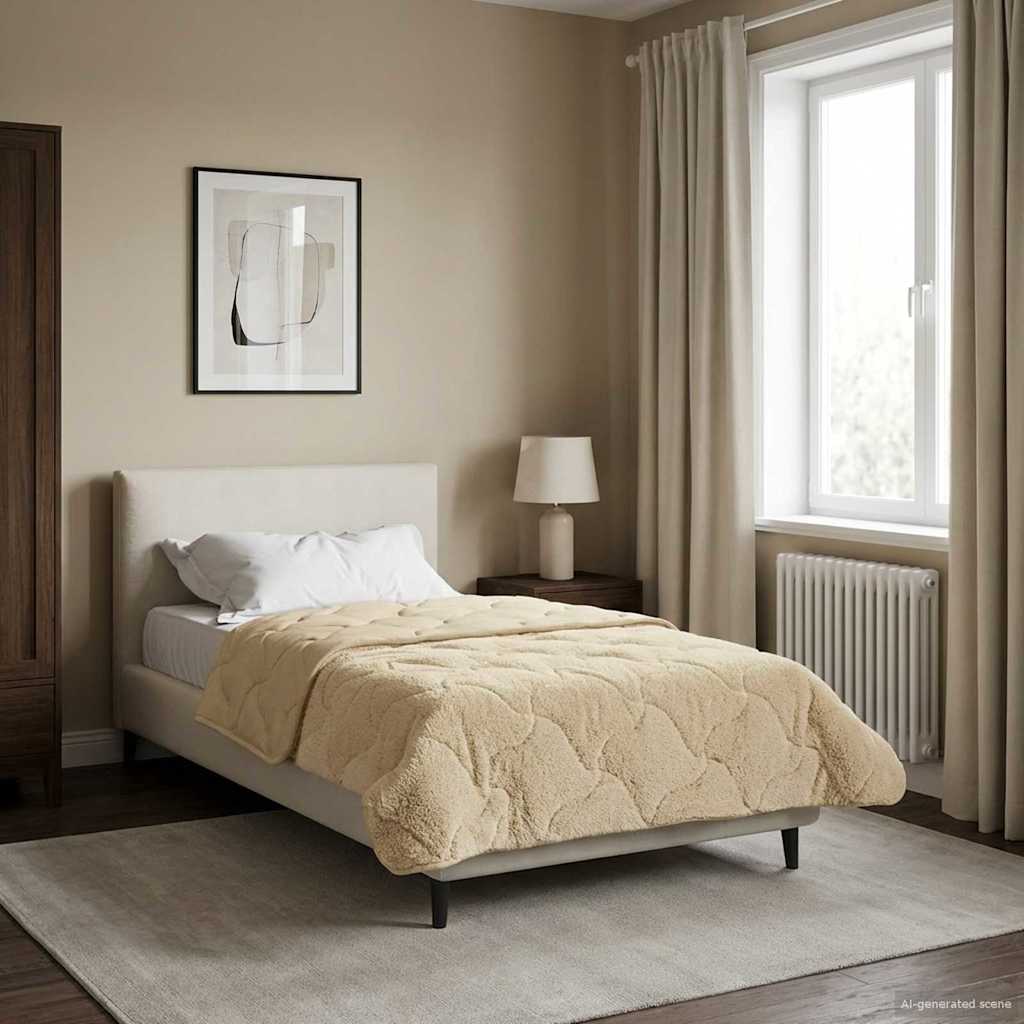 Helårs dyne Creme 155 x 220 cm Mikrofiber og Teddy fleece