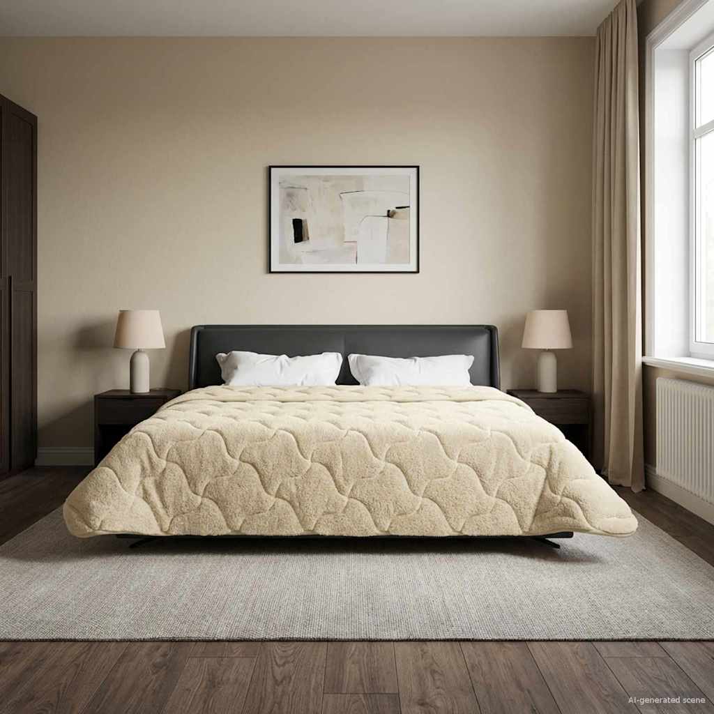 Helårs dyne Creme 220 x 240 cm Mikrofiber og Teddy fleece