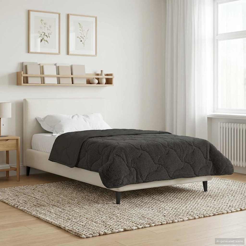 Vinter dyne Antracit 140 x 220 cm Mikrofiber og Teddy fleece
