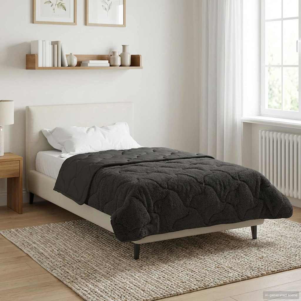 Vinter dyne Antracit 135 x 200 cm Mikrofiber og Teddy fleece