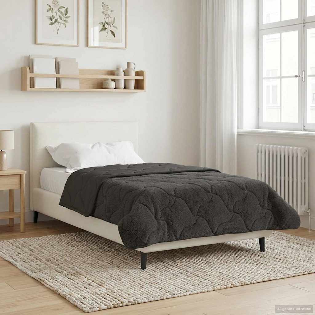 Vinter dyne Antracit 140 x 220 cm Mikrofiber og Teddy fleece