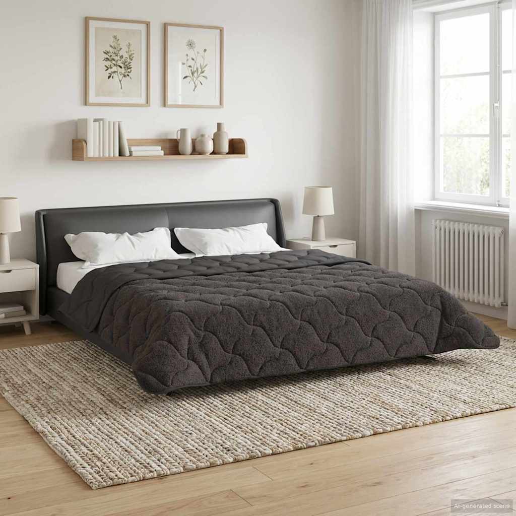 Vinter dyne Antracit 240 x 260 cm Mikrofiber og Teddy fleece