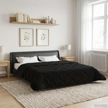Vinter dyne Sort 200 x 200 cm Mikrofiber og Teddy fleece