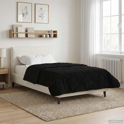Vinter dyne Sort 155 x 220 cm Mikrofiber og Teddy fleece