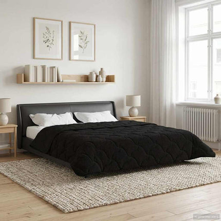 Vinter dyne Sort 220 x 240 cm Mikrofiber og Teddy fleece