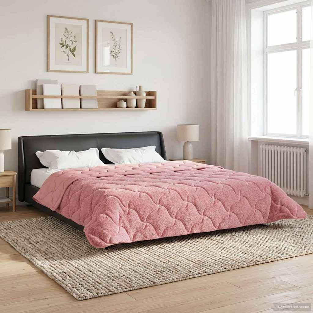 Vinter dyne Lyserød 200 x 200 cm Mikrofiber og Teddy fleece