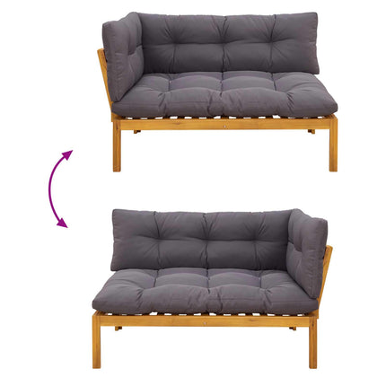 Hjørne Sofa Enhed Naturlig og mørk grå Akacietræ