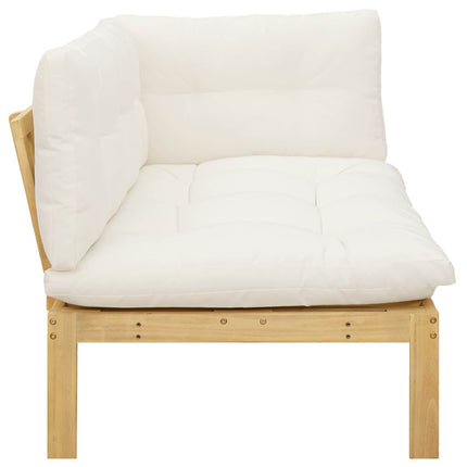Hjørne Sofa Enhed Lys Akacie og Cream Hvid Akacietræ