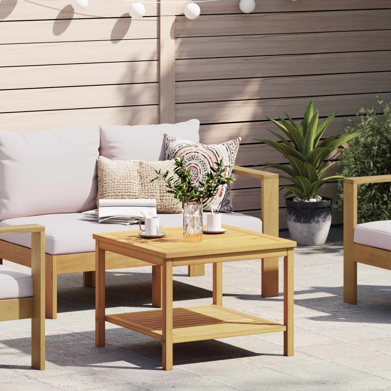 Sidebord Olie Naturlig 60 x 60 x 45 cm Massivt Akacietræ