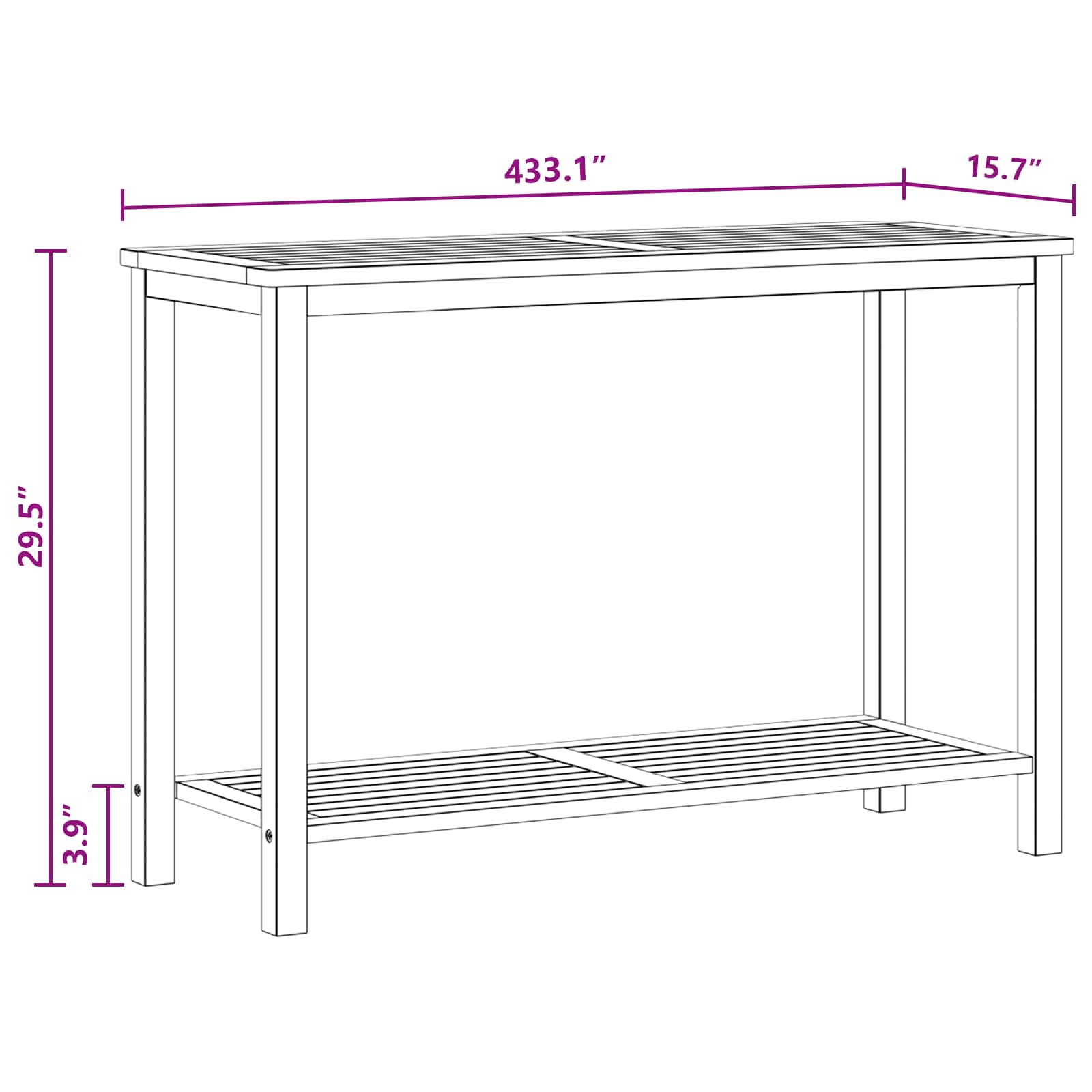 Have Konsol Bord Lys akacie 110 x 40 x 75 cm Massivt Akacietræ