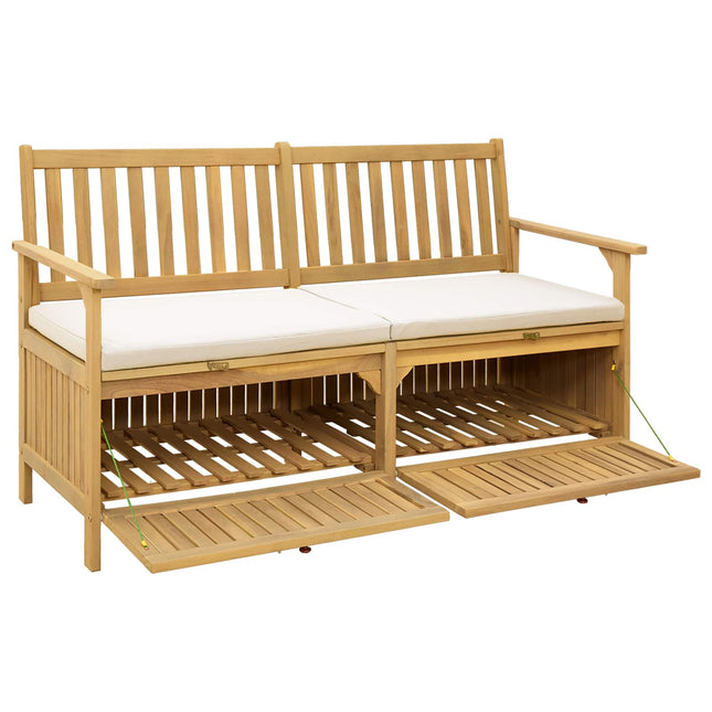 Opbevaringsbænk med pude med opbevaring 148 x 63 x 84 cm