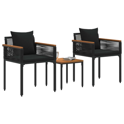 Have møbel sæt med pude Sort polyrattan