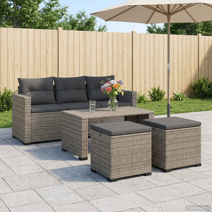 Have Fodstøtte med Pude 2 pcs Grå polyrattan