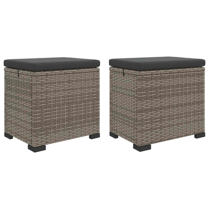 Have Fodstøtte med Pude 2 pcs Grå polyrattan