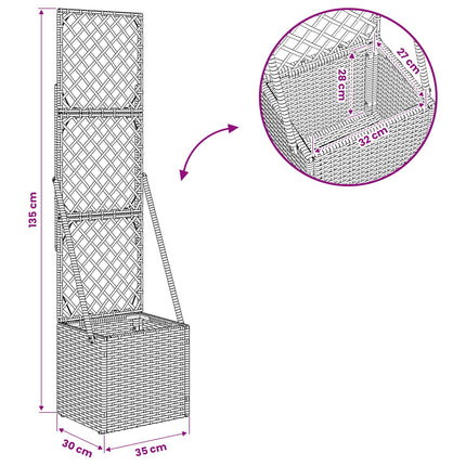 Havekrukke med trellis Grå 35 x 30 x 135 cm polyrattan